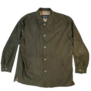 Mac Mor Private Collection Dark Green Button Poly Suede Jacket Mens Size Large